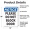 Signmission Please Do Not Block Door, 12 in W x Rectangle, Vinyl Decal OS-2PACK-NS-D-1218-V-17375 - alternate 2
